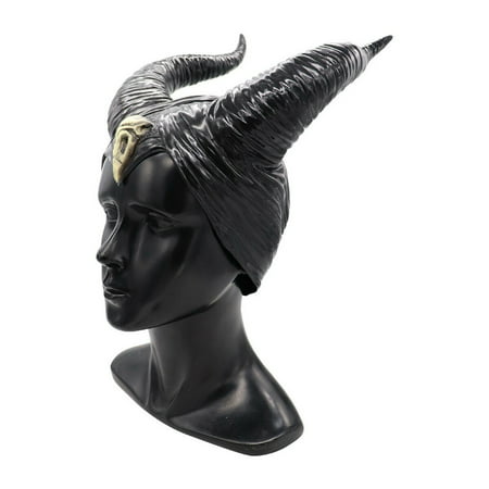 Halloween Black Horns Queen Latex Maleficent Hat Evil Headpiece Cosplay Headwear